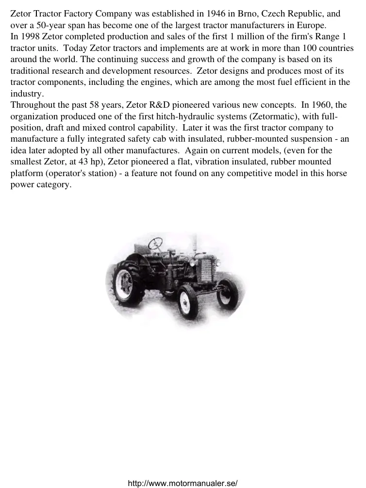 Zetor Verkstadshandbok till Traktorer Tractor Service & Repair Manual preview page 3