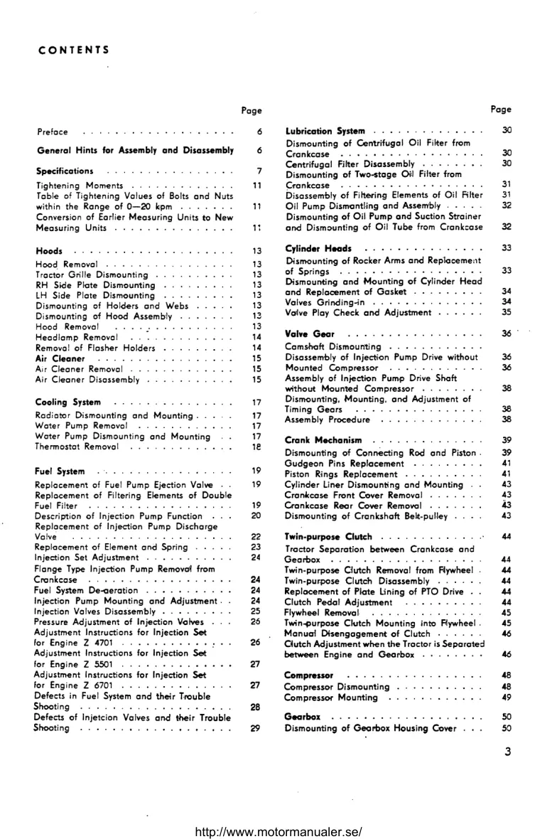 Zetor Verkstadshandbok till Traktorer Tractor Service & Repair Manual preview page 4