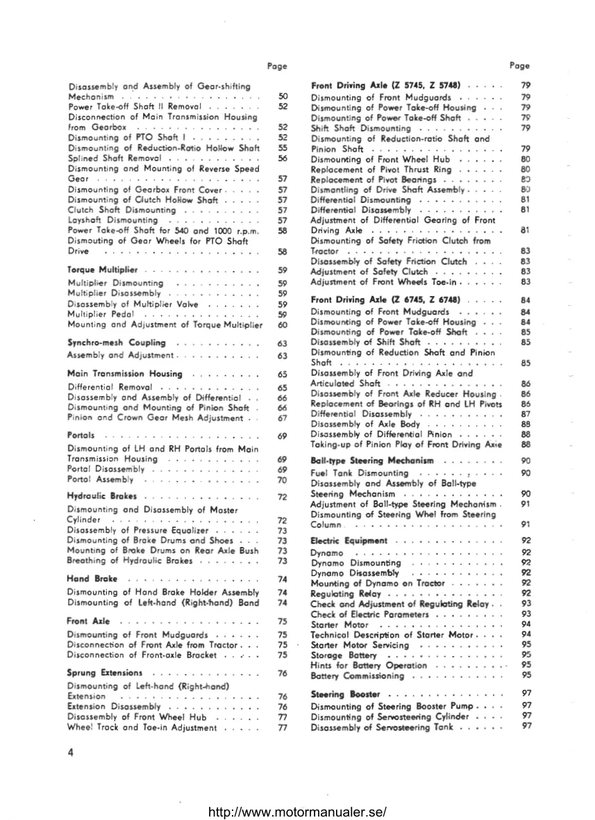 Zetor Verkstadshandbok till Traktorer Tractor Service & Repair Manual preview page 5