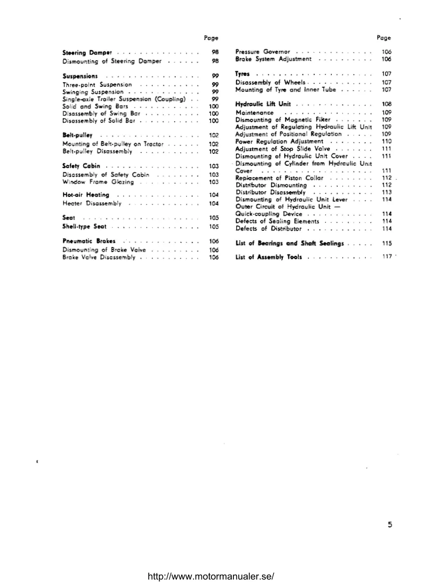 Zetor Verkstadshandbok till Traktorer Tractor Service & Repair Manual preview page 6